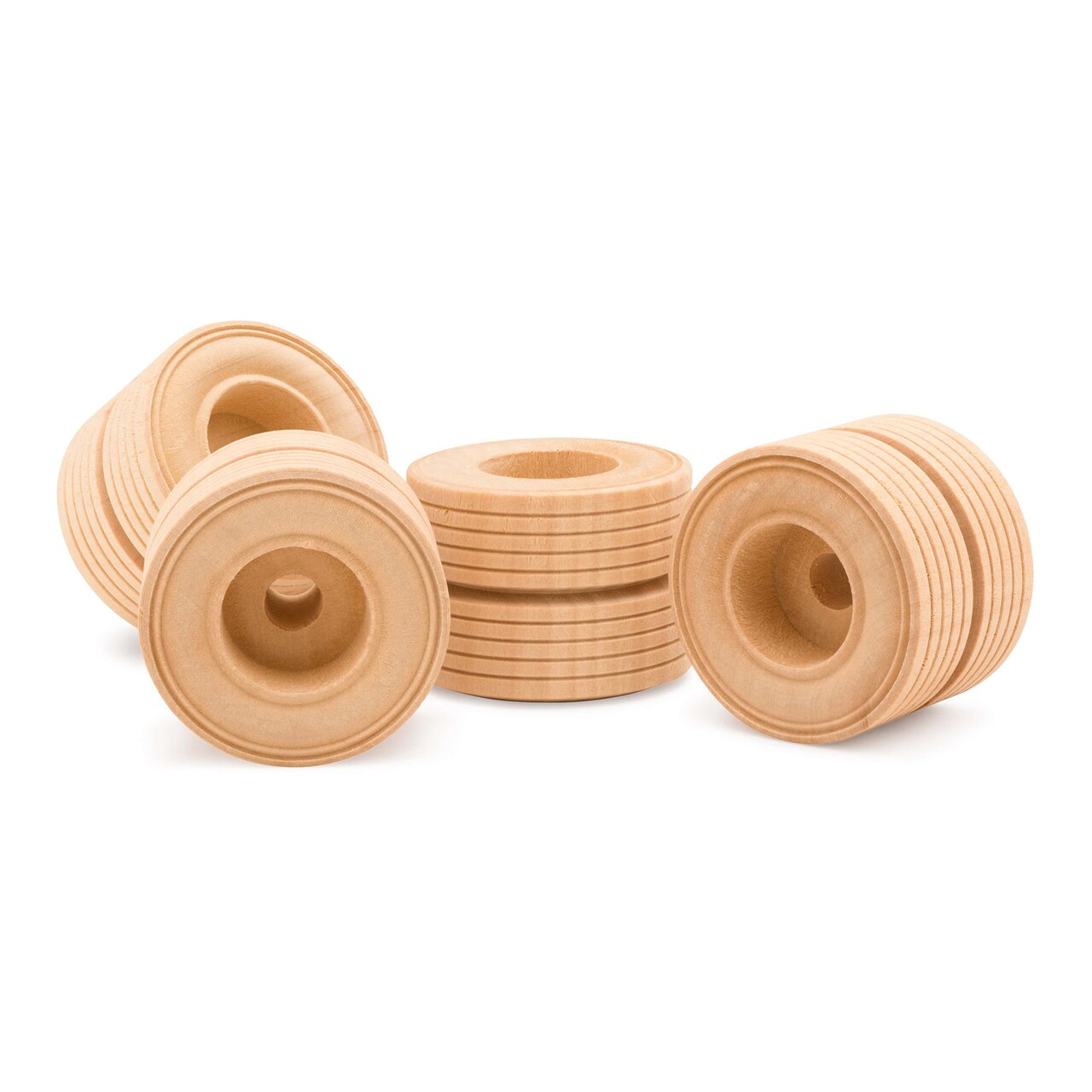 1-1/2" Thick Dual Treaded Mini Wood Wheel 2" Diameter, 1" Hole | Woodpeckers